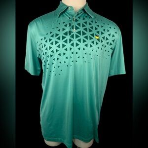 Masters Tech Teal Triangle Pattern Polo Golf Shirt Men’s Large